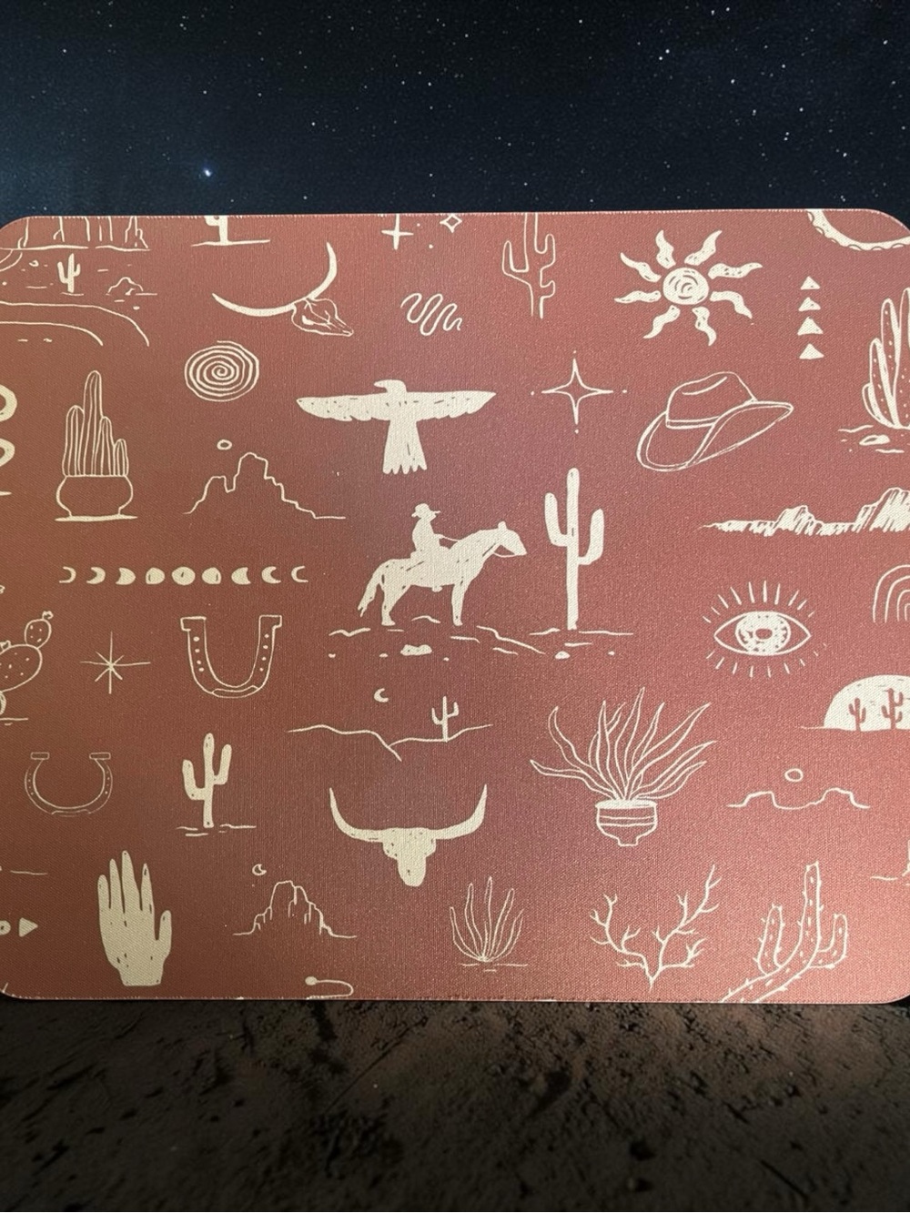 Western Desert Print Mouse Pad in Dusty Rust